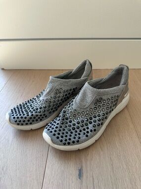 Michael Kors Silver-Accent Grey Slip-On Studded Sneakers